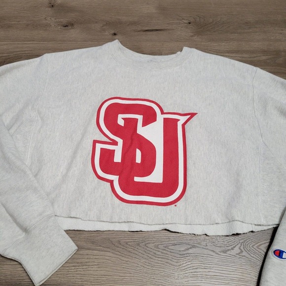 Champion Sweatshirt Womens Large Gray Crop Reverse Weave Sweater Lounge Casual - Picture 3 of 7